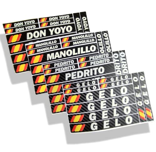 Pegatinas Personalizadas Adhesivas Efecto Fibra Carbono con Bandera de España para Moto, Coche, Bicicleta, Patinete electrico, Pala de Padel. Ordenador, Tuning. Texto en Blanco Brillo con Relieve.