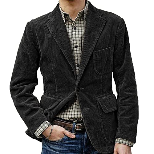 Blazer de Color sólido para Hombre, Chaqueta cálida con Botones de Solapa Informal a la Moda para Hombre