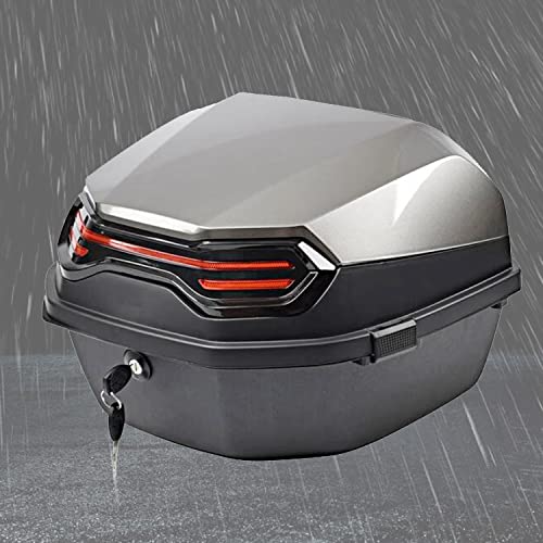 Baúl Moto Universal, Caja De Moto con Candado De Seguridad, Maletero De Moto Impermeable, 40L Baúl De ABS para Almacenamiento Casco (Color : Grey)