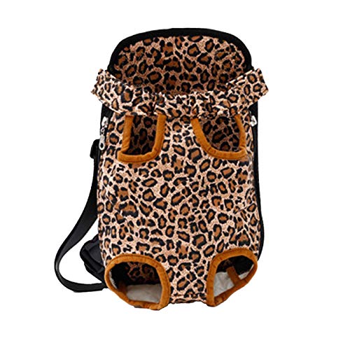 XINYUAN Patrón De Leopardo Piernas De Perro out out Carrier Backpack, Pet Transpirable Ajustable Cat Puppy Carrier Mochila, Manos Portátiles Bolso De Perro De Viaje Coffee-L