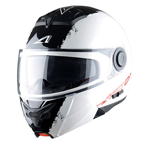 Astone Helmets, Casco modular, color Blanco (Stripes Blanc), talla XL