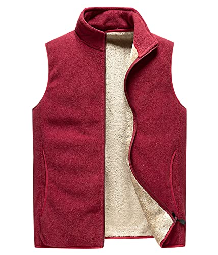 OADOBKICE Chaleco Ultraligero Plegable Hombres Chaleco Ligero Botones Hombres Chaquetas Acolchadas Mangas Hombres Abrigo Mangas Puffa Chaleco Mangas Burbujas Chaleco Talla Grande Chaleco Rojo 4XL