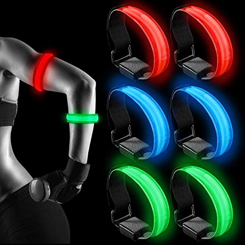 6 Brazaletes Reflectantes de Correr LED Banda Ajustable de Brillo Luz LED Pulseras Deportivas Iluminadas para Corredores Andadores