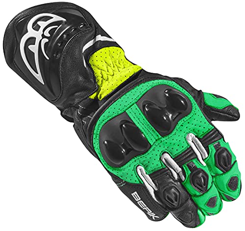 BERIK SPA EVO Guantes de Motocicleta (Black/Green,2XL)