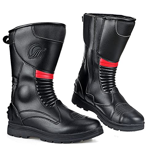 Motocicleta Moto Zapatos Mujer Motocross Botas Largas Hombre Botines Impermeables para Todoterreno Enduro Quad Racing Touring Sports,Black-42