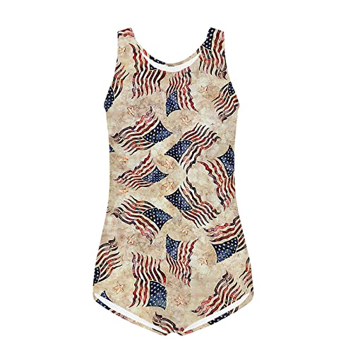 Tops Espalda Descubierta Mujer Moda Sexy Lady Athletic USA Bikini USA Independence Day 4 de julio Sexy Siamesa Impreso Trajes de Baño, a, XS