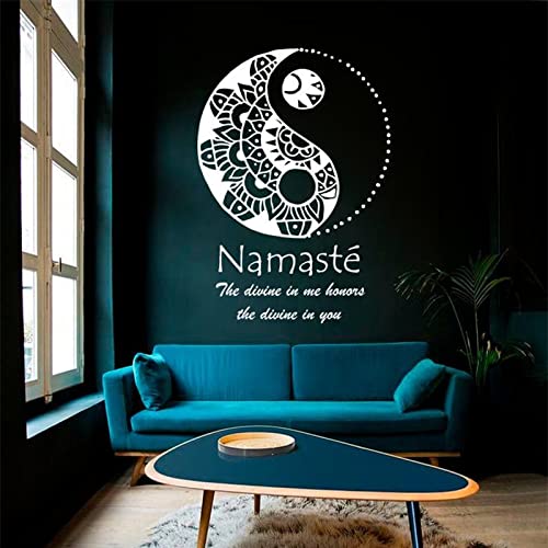 Símbolo de Yin y Yang Namaste es sagrado en mi corazón Tributo a ti Yoga vinilo decoración del hogar etiqueta de la pared A8 57x81cm