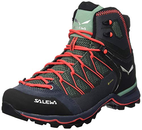 SALEWA Ws Mountain Trainer Lite Mid Gore-tex, Botas de Senderismo para Mujer, Verde Feld Green Fluo Coral, 36 EU