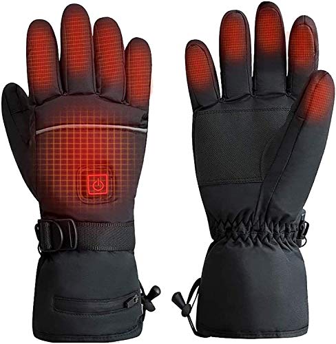 Guantes Calefactables Moto Guantes calentados for ir de excursión de esquí alpinismo, guantes de montar Ajuste de temperatura de 3 velocidad, USB recargable guantes calefactables, impulsado batería 40