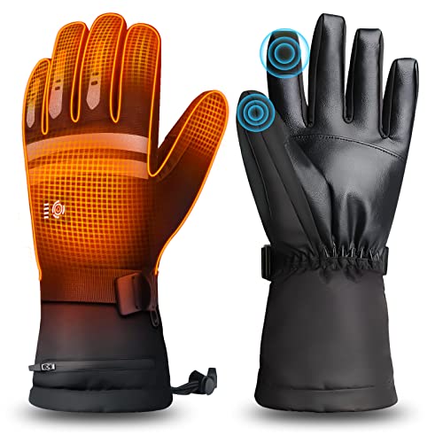 EEIEER Guantes Calefactables Recargables, 7,4V 5000mAh Guantes Electricos Guantes Calentamiento Térmico Guantes Moto Invierno Calefactables Impermeables para Esquí Motociclismo Pesca Senderismo Caza