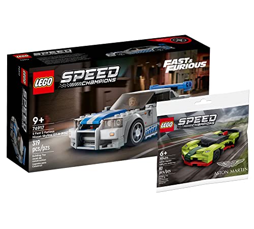 Lego Speed Champions: 2 Fast 2 Furious – Nissan Skyline GT-R (R34) (76917) modelo de coche + Aston Martin Valkyrie AMR Pro – Polybag (30434)