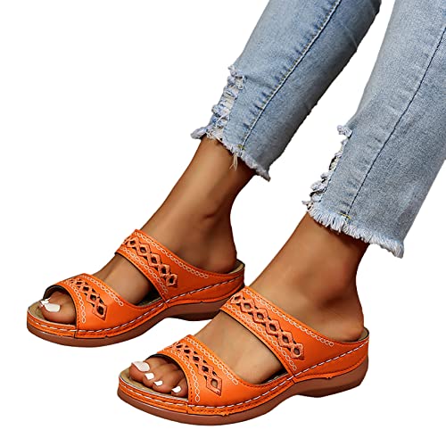 Sandalias ortopédicas Mujer Tacón Cuña Sandalia Suela Suave Transpirable Semi Trailer Sandalias Gran Tamaño Mulas Estilo Romano Sandalias de Caminar