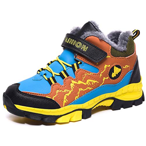 Botas de Nieve Botas de Senderismo Zapatillas de Trekking Unisex Niños Botas Nieve Invierno Forradas Cálidas Antideslizante,Naranja,39