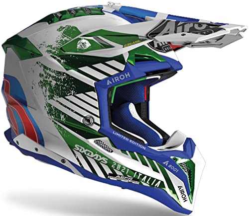 Airoh Aviator 3 Six Days Italy 2021 Carbon Casco de Motocross (White/Red/Green,S (55/56))