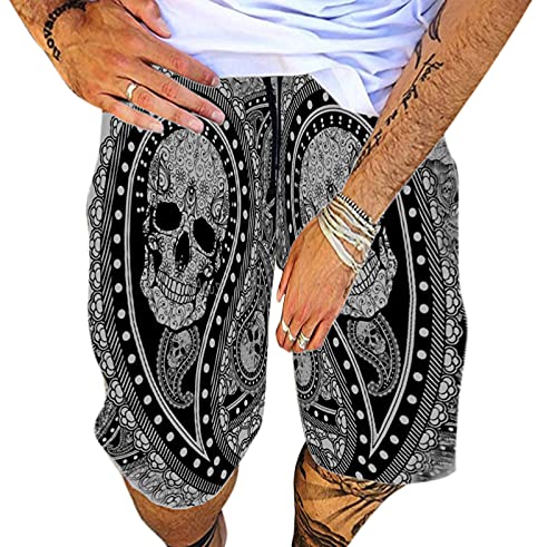 Pantalones Cortos de natación para Hombre, bañadores para Hombre, Calavera, Playa, Verano, Surf, natación, impresión Informal, baúl de algodón de Talla Grande