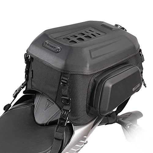 Rhinowalk Equipaje de viaje para motocicleta, bolsa de cola expandible para motocicleta, 35 L, impermeable, para todo tipo de clima/maletero/estante con correas de barra Sissy - negro mate