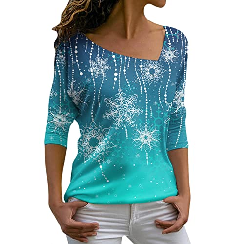 Mujer Otoño Moda Casual Gradual Geometry Print Manga Larga Top Cuello en V Camisa Compras Online, verde, XL