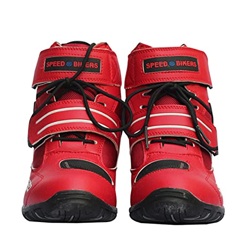 Botas de Carretera Profesionales para Moto, Zapatos de Motocicleta para Hombres y Mujeres, Zapatos de Protección para Montar Casuales,Red-44