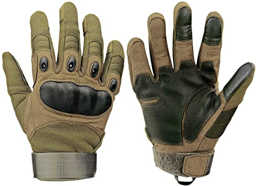 Xnuoyo Goma nudillo Duro Dedo Completo y Medio Dedo Guantes Guantes Protectores Guantes de Pantalla táctil para Motocicleta Ciclismo Caza Escalada Acampar Ejercito Verde M