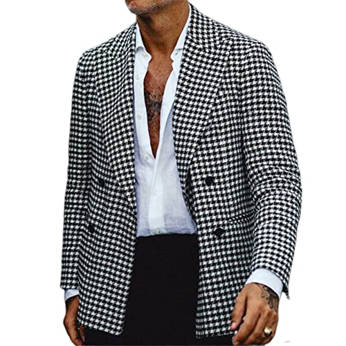 AOKODA Men'S Suit Slim Fit Classic All-Match Men'S Blazer Fashionable Simple Basic Urban Modern Men'S Boutique Men'S Casual Suit E-Black White XL