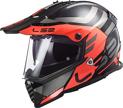 LS2, Casco cross moto Pioneer Adventurer mat black orange, S