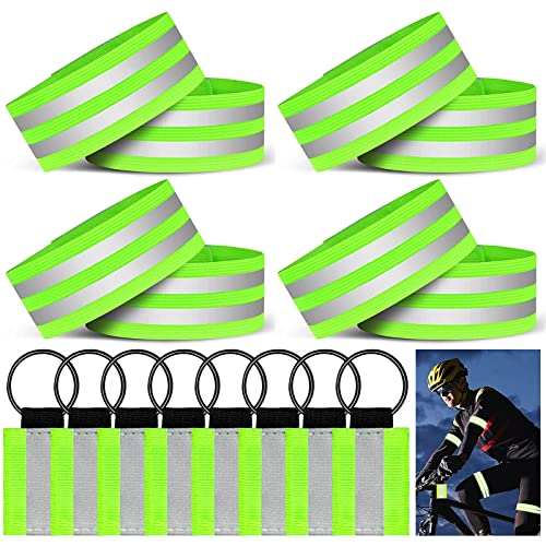 Muñequeras Reflectantes, Set de 16 Bandas Reflectantes Ajustable Brazalete Alta Visibilidad para Trotar al Aire Libre Ciclismo Senderismo Motocicleta o Correr