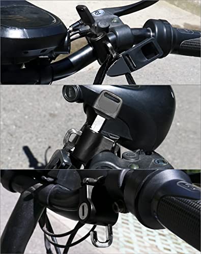 QWORK 2 Piezas candado para Casco de Moto, con 4 Llaves, para Manillar de 20-24 mm, aleación de Aluminio, Negro