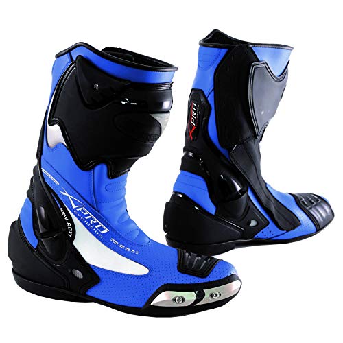 Moto Leather Zapato Calzado Bota Piel Race Track Racing Sport Técnica Azul 40