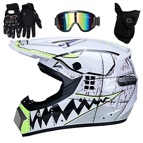 TKUI Casco Motocross Niño ECE Homologado - Casco de Moto Infantil Cross Integral Enduro Infantil para Mujer Hombre Adultos,L(56~57cm)