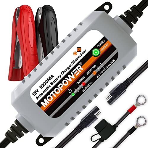 MOTOPOWER MP00205B 12V 1000mA Mantenedor de Cargador de batería Completamente automático