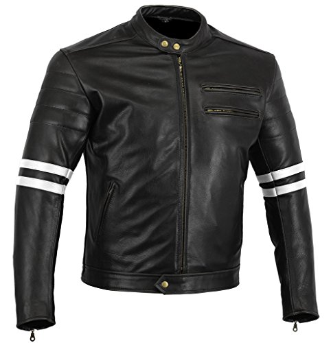 Australian Bikers Gear chaqueta moto Cafe Racer en color negro envejecido y rayas rojas oxblow con protecciones homologadas y extraíbles en talla M Australian Bikers Gear chaqueta moto Cafe Racer en color negro envejecido y rayas blancas con protecciones homologadas y extraíbles