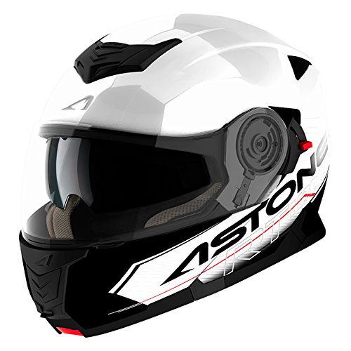 Astone Helmets - RT1200 Graphic Touring - Casque de moto modulable - Casque de moto polyvalent - Casque de moto homologué - Coque en polycarbonate - white/black XS