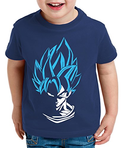 WhyKiki Super Son Camiseta para Niños T-Shirt Goku Dragon Master Ball Vegeta Turtle Roshi Db, Farbe2:Dunkelblau/Blau;Kinder T-Shirt Größe:122/128