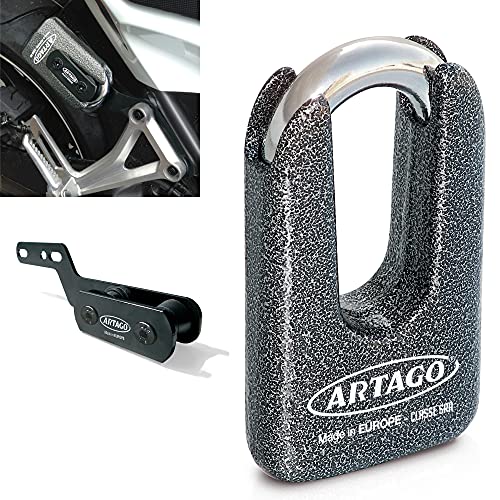 Artago 69T7 Pack Candado Antirrobo Disco Alta Seguridad + Soporte para Honda CB650F y CBR650F, Homologado Sra, Sold Secure Gold, ART4