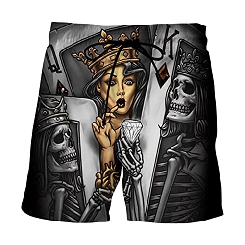 Bañador para Hombre, bañador con Estampado de Calavera para Hombre, Pantalones Cortos de Playa con cordón, baúl Informal de Verano con Estampado 3D, Talla S-4XL