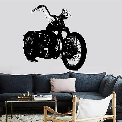 Etiqueta de la pared Vinilo Locomotora Motocicleta Street Fan Moto Adolescente Hogar Garaje Decoración Calcomanía Papel tapiz A4 gris oscuro 59x57cm