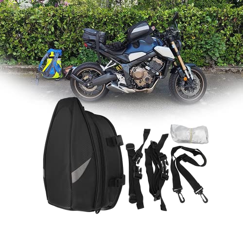 AnXin Bolsa trasera de motocicleta, bolsa de asiento de motocicleta, bolsa impermeable para casco, bolsa multifuncional de piel sintética, bolsa de sillín para casco, mochila deportiva, 18,5 litros