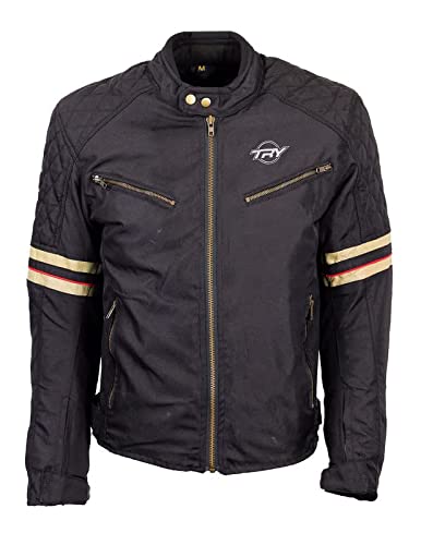 TRY Moto - Chaqueta Moto Hombre - Textil - Protecciones en Codos y Hombros - XL - Negro - con Certificación AA - Forro Térmico Desmontable - Ajustable