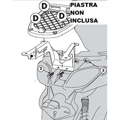 Givi KR3700 Portaequipajes para Monolock Baúl para Yamaha X-MAX 125-250 13, MBK Skycruiser 125 10> 12