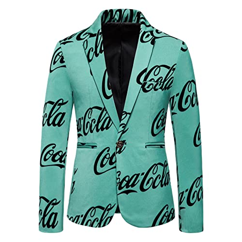 Zytyeu Traje Chaqueta Hombre Primavera Otoño Slim Fit Blazer Chaqueta Hombre Estilo Étnico Impresión Única Chaqueta Casual Hombre Solapa Moda Fiesta Chaqueta Manga Larga Hombre G-Green 3XL