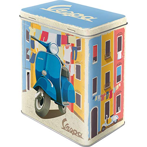 Nostalgic-Art Caja metálica retro L, Vespa – Laundry – Idea de regalo para amantes as scooters, Lata grande de detergente, Diseño vintage, 3 l