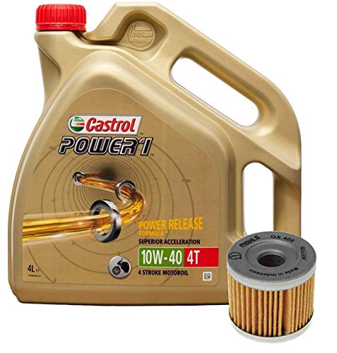 Castrol Kit Duo Power 1 Aceite de Motores 10W-40 4T 4L + Filtro Mahle OX406