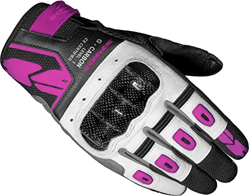 SPIDI G-Carbon Botas de Moto para Mujer (Black/White/Pink,M)