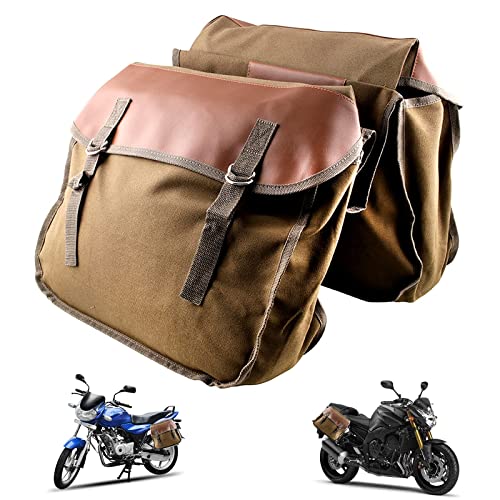 Bolsa Sillín Motocicleta Correas Ajustables Lona Bolsa Herramientas Motocicleta para la Mayoría Modelos Motocicletas (Brown)