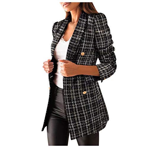 SHOBDW Abrigo MujerLana Largo Camisa de Manga Larga Rebajas Vintage Jacket Talla Grande Invierno Cálido Chaqueta Abrigo Botones Largos Liquidación Venta(Negro,S)