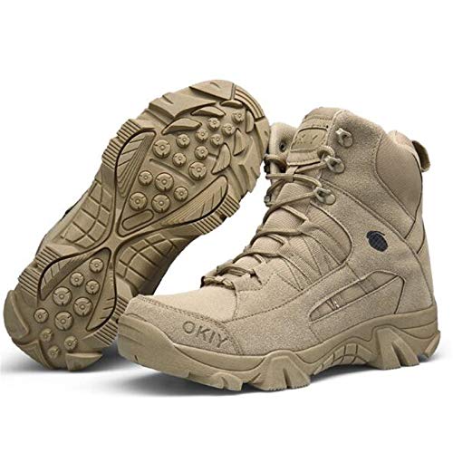 Botas militares tácticas de combate para hombre. Botas para senderismo o caminar al aire libre, color arena, talla 42