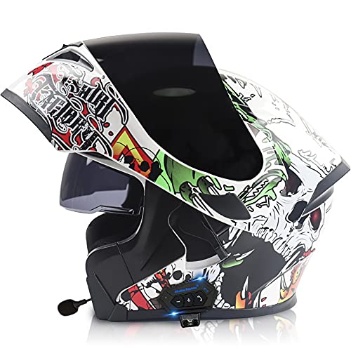 Letetexi Casco de Moto Modular con Doble Anti Niebla Visera,Bluetooth Integrado Cascos de Motocicleta con un Micrófono Incorporado ECE Dot Homologado Ligero para Hombres Mujeres 57-64CM