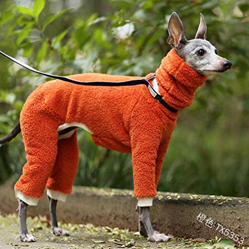 Ropa de perro cómoda de felpa corta para mascotas ropa gruesa para perro caliente con cuello alto, naranja, 4XL