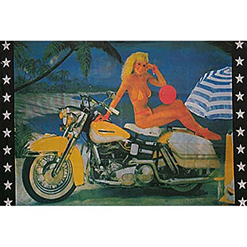 AZ FLAG Bandera de una Mujer con Moto 150x90cm - Bandera con UNA Biker 90 x 150 cm