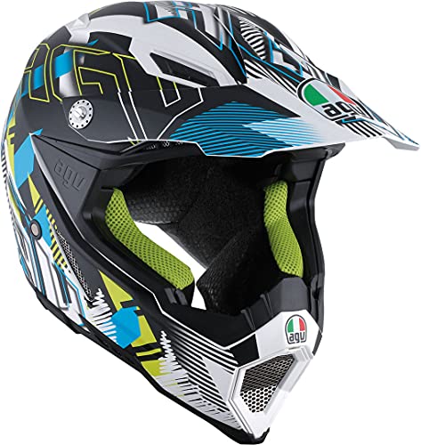 AGV Casco Moto AX-8 Evo E2205 Multi, nofoot Matt White/Cyan, XXL